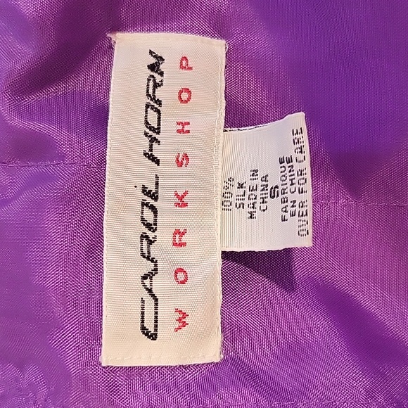 VTG 80's Carol Horn Purple Silk Bomber Jacket Zip Up size M - Picture 5 of 9